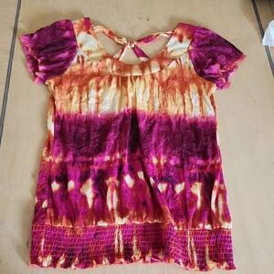 PIPER & BLUE Pink & Blue tie dye top juniors xl